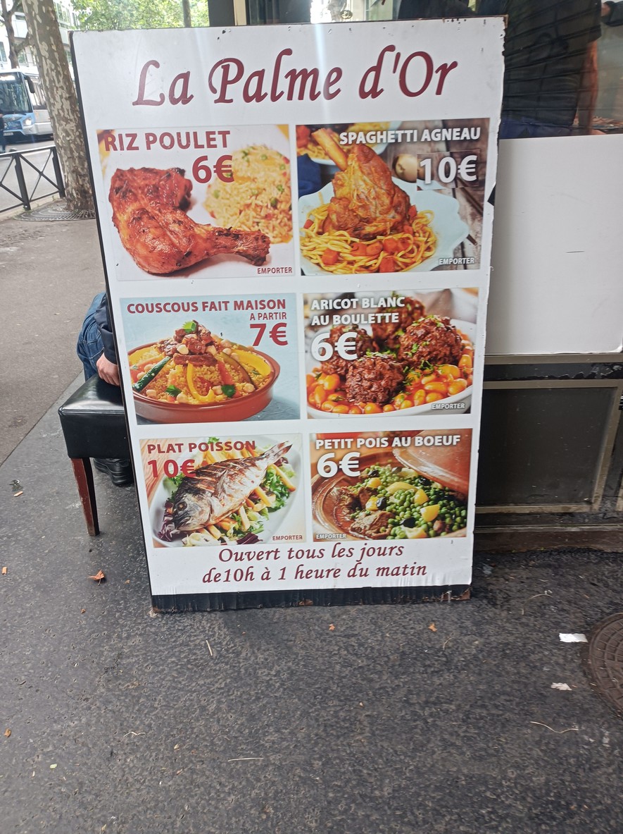 La Palme D'or menu 1