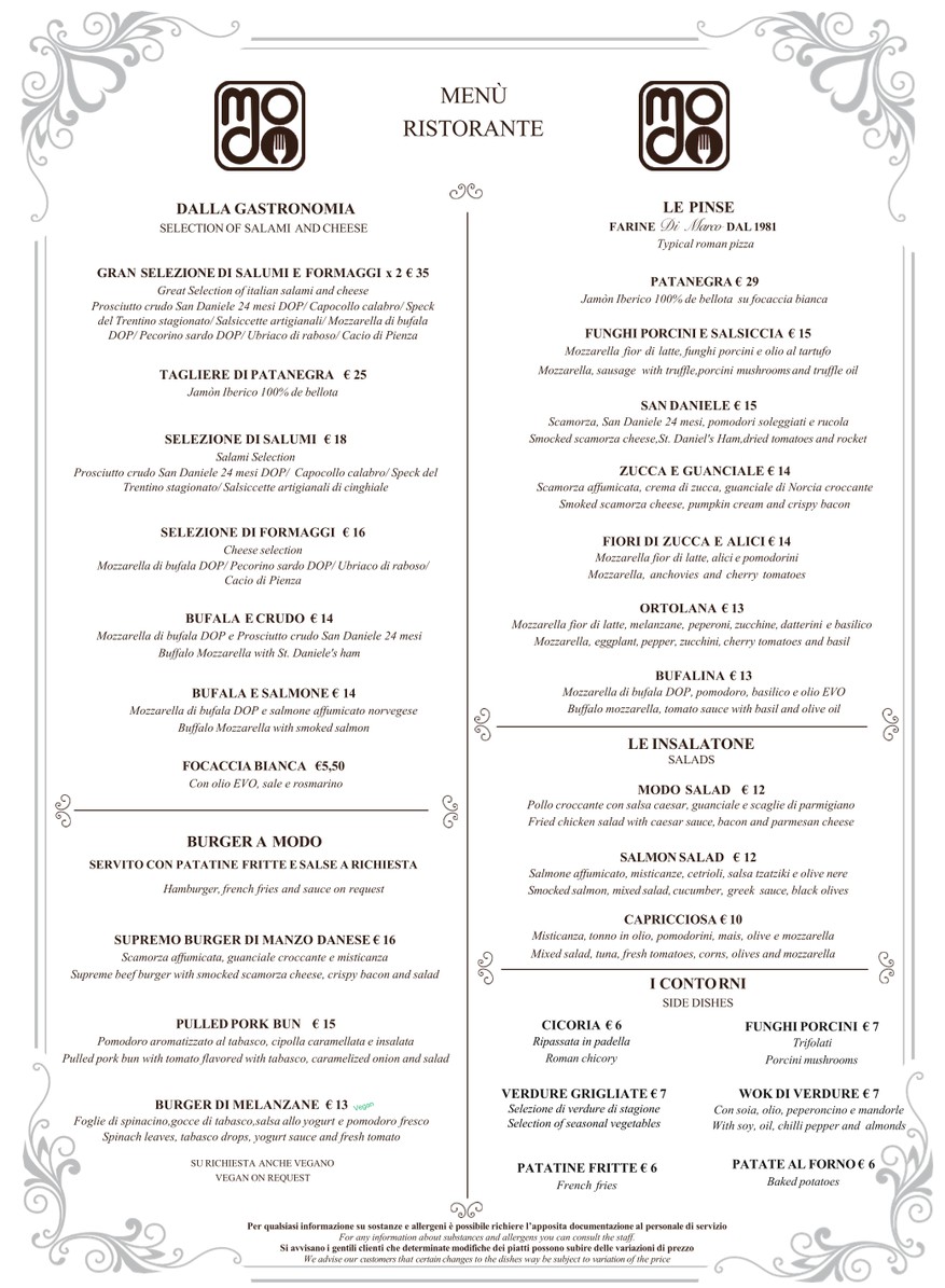 Modo Ristorante menu 2