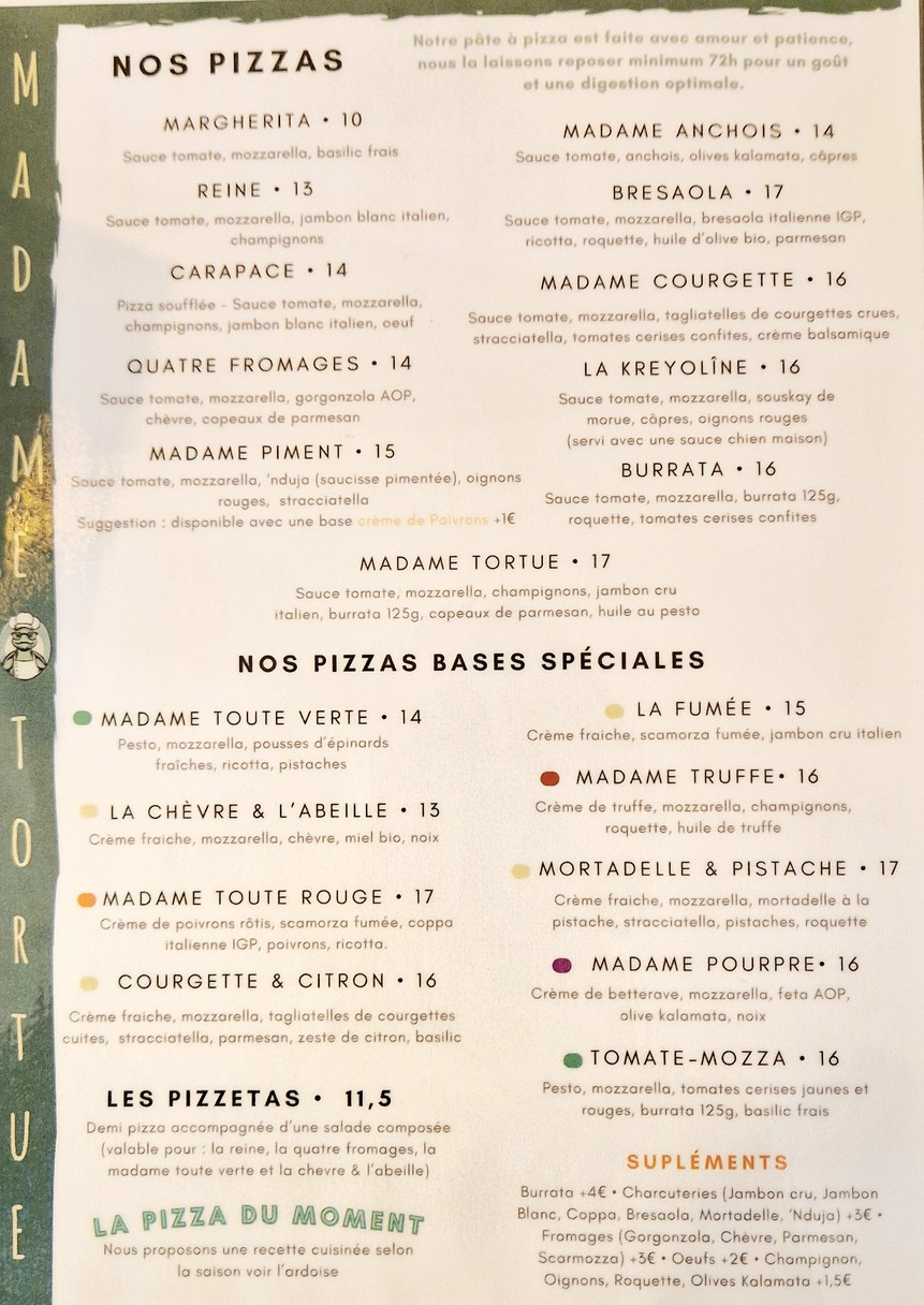 Madame Tortue menu 2