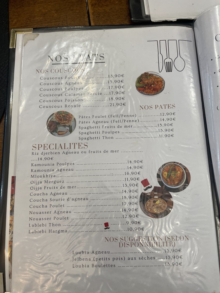 Baba Bey - Gastronomie Tunisienne menu 3