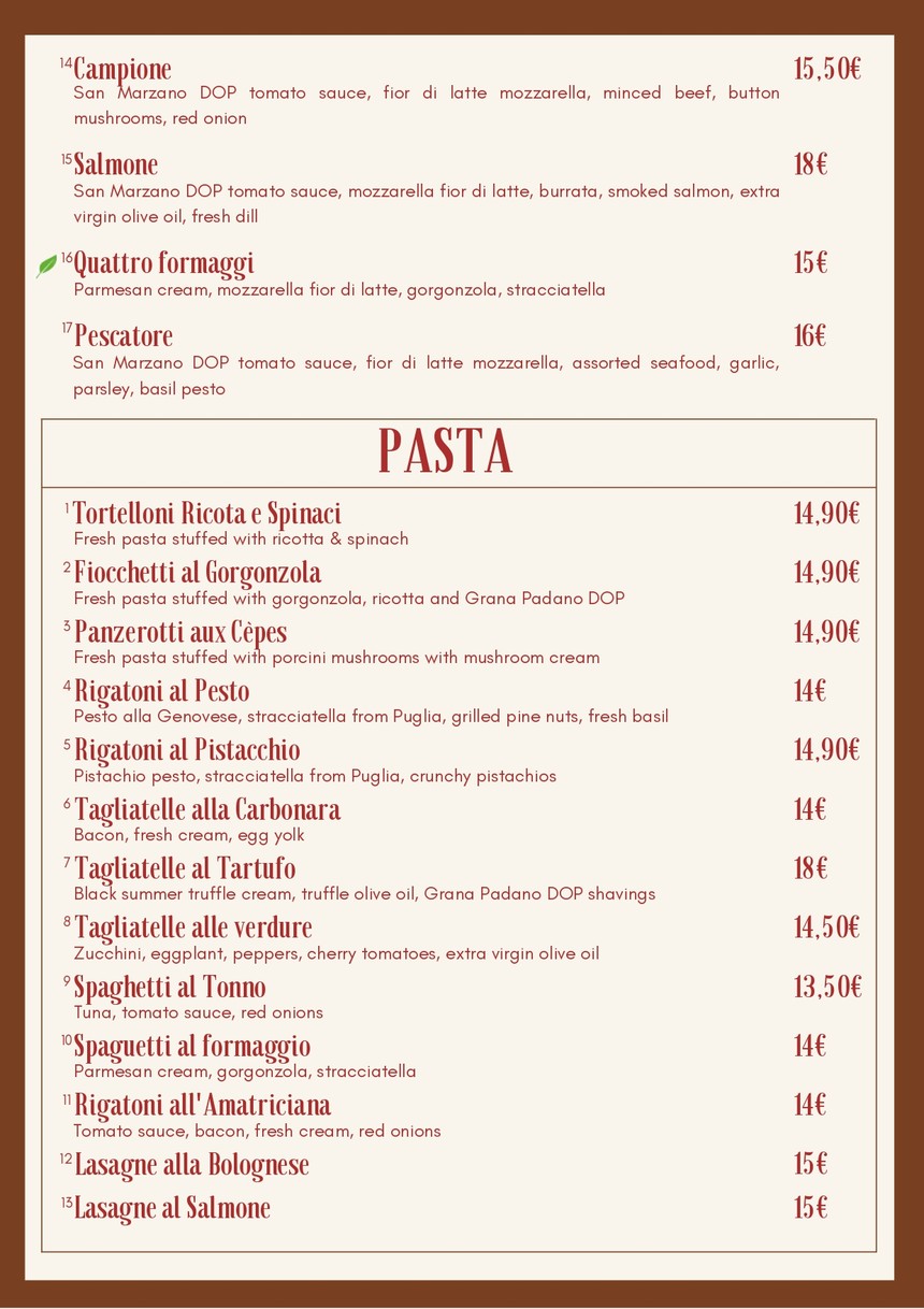 The village of Eva menu 1