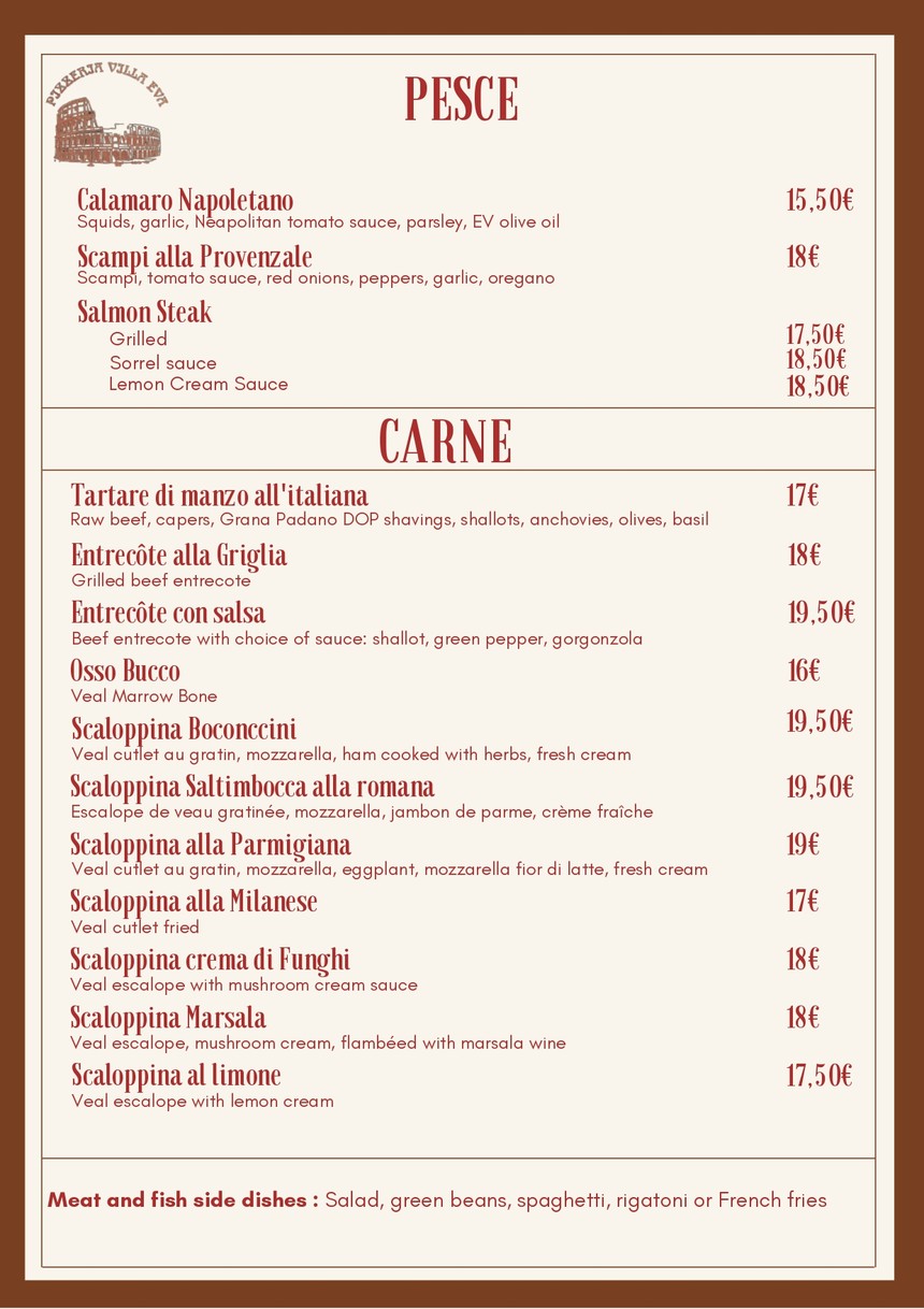 The village of Eva menu 2