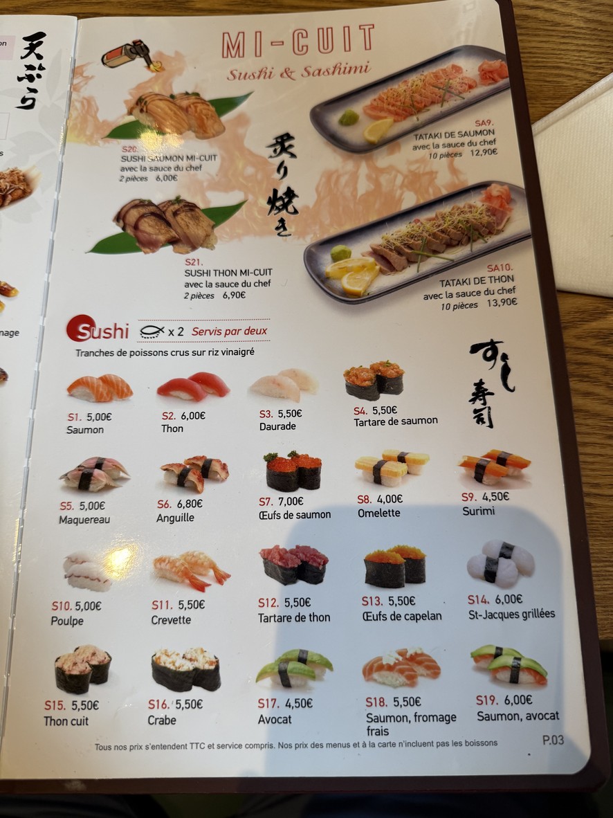 Matsuyama Cadet menu 2
