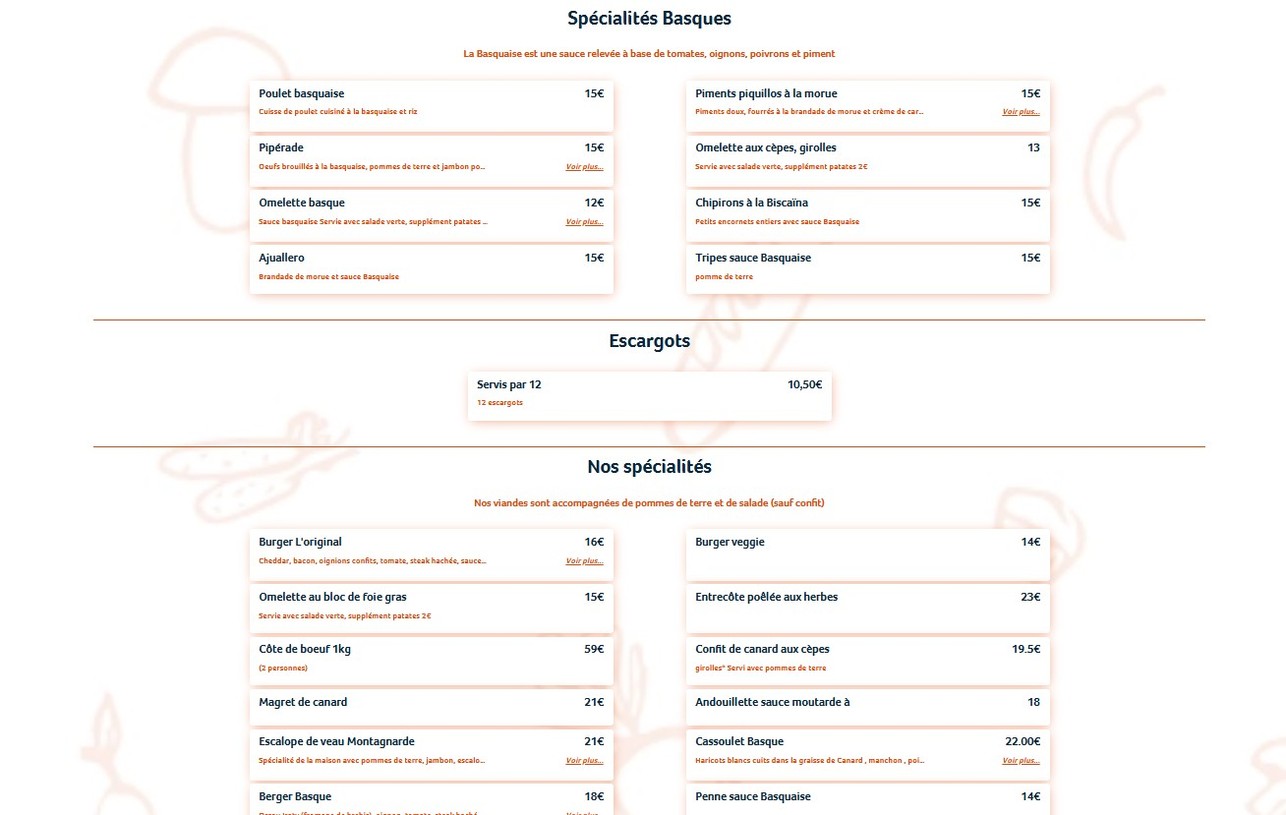 Chez Gladines Batignolles menu 2