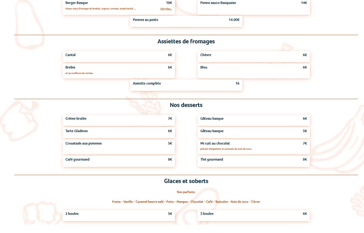 Chez Gladines Batignolles menu 3