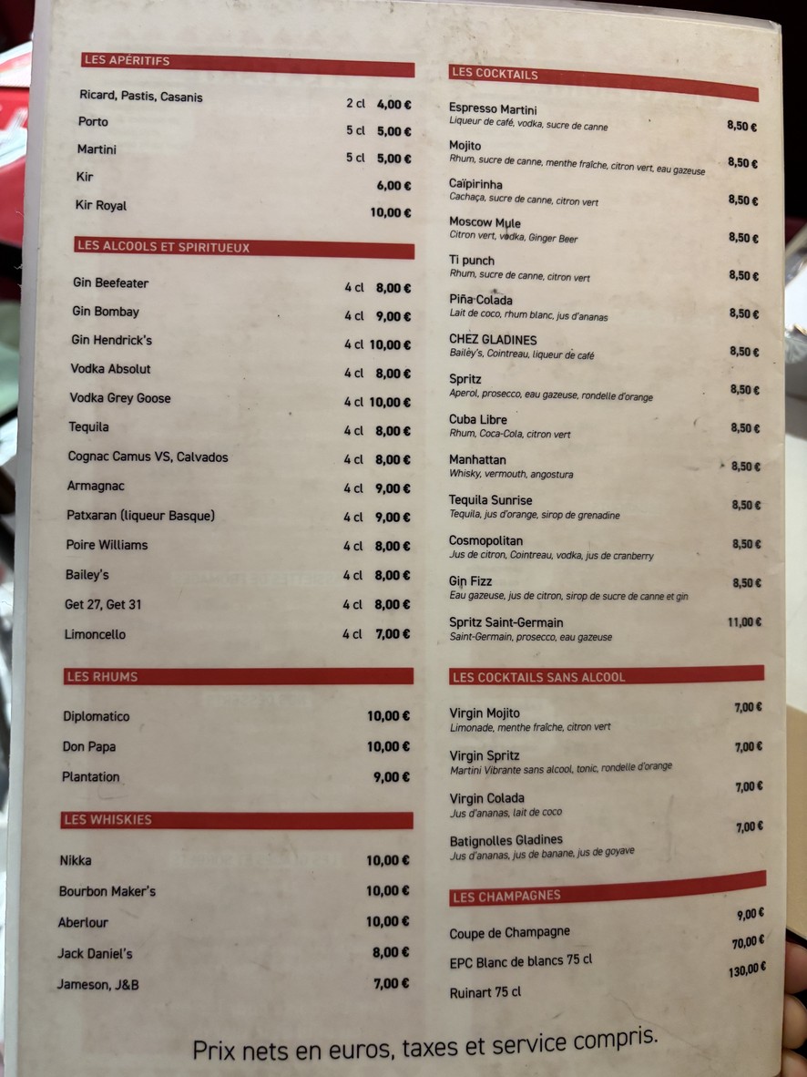 Chez Gladines Batignolles menu 5
