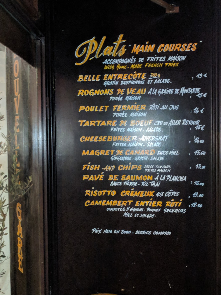 La Nouvelle Gare menu 3