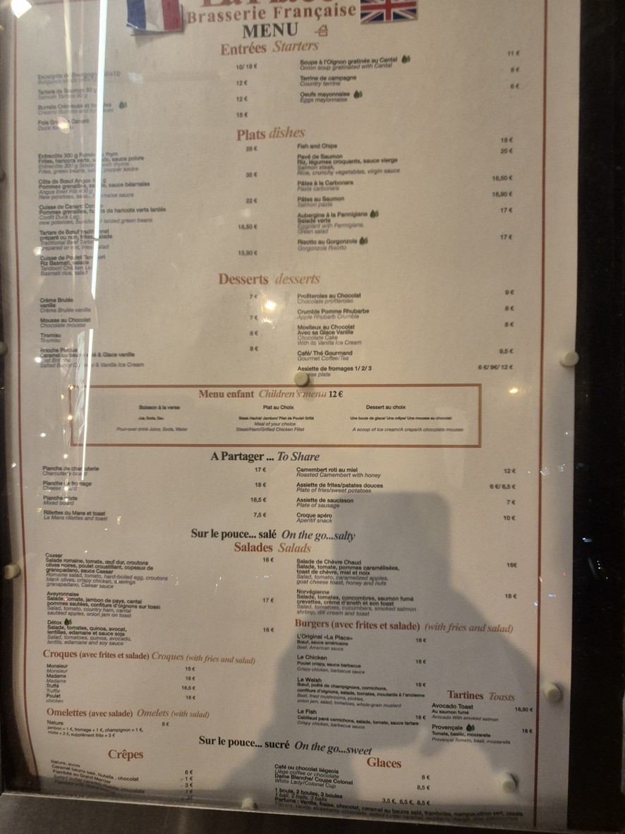 La Place - Restaurant Brasserie Paris 13 menu 1