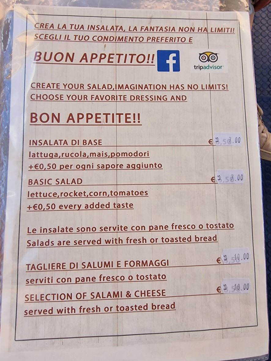 Paninoteca Slurp menu 1