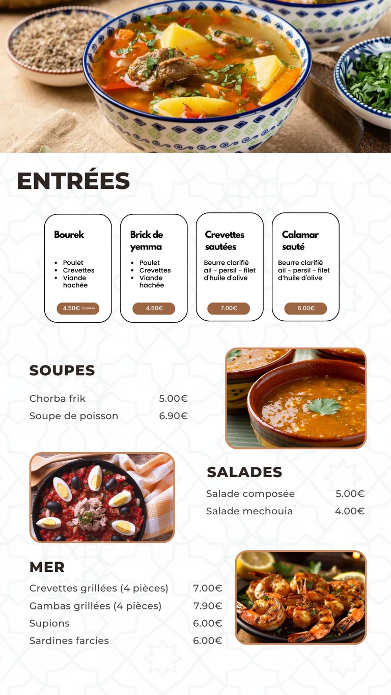 La Table de Yemma menu 1