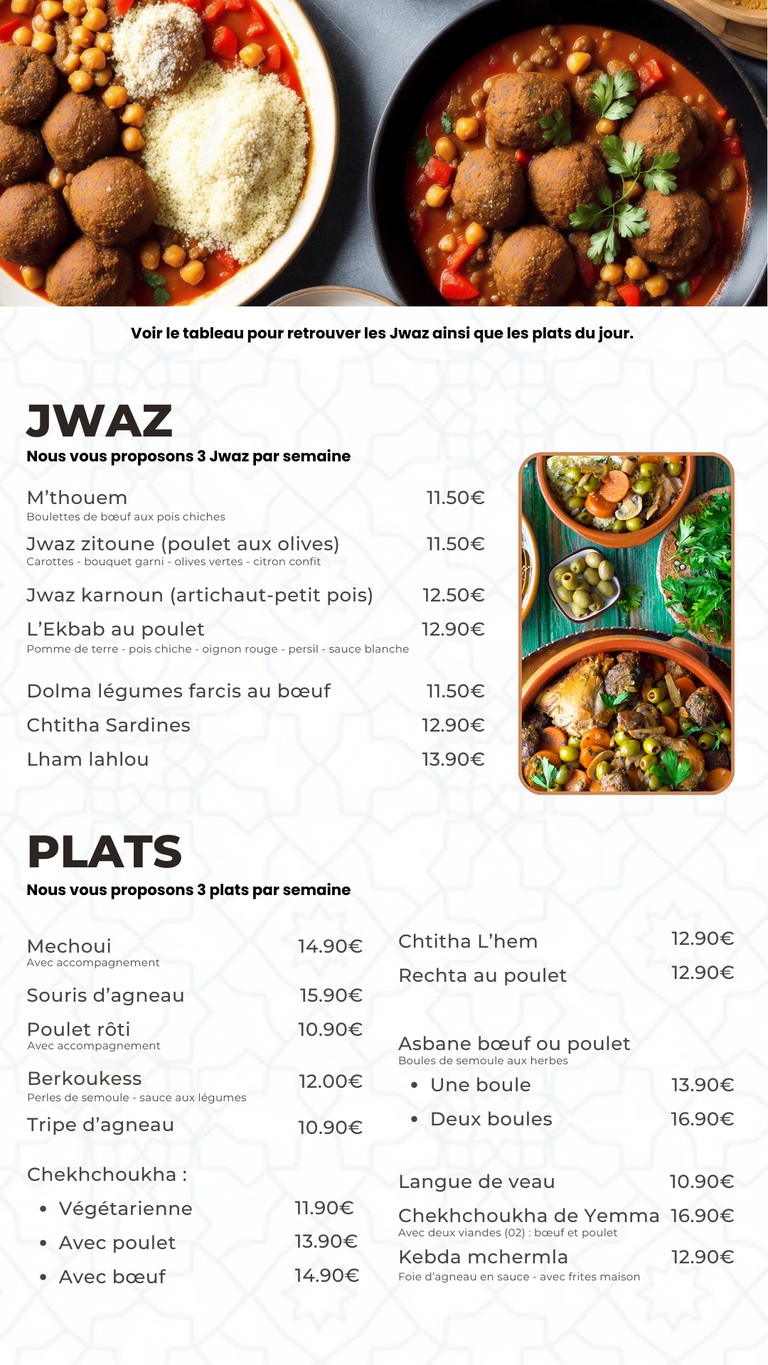 La Table de Yemma menu 2