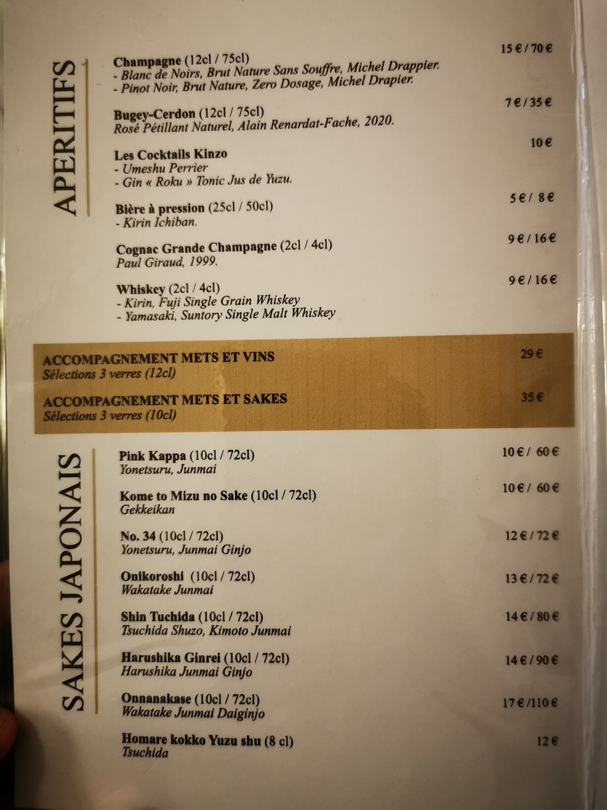BISTROT KINZO menu 2