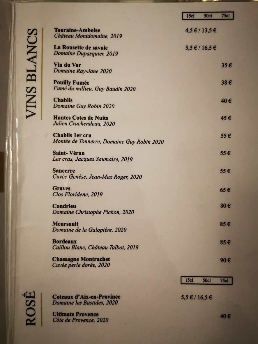 BISTROT KINZO menu 3