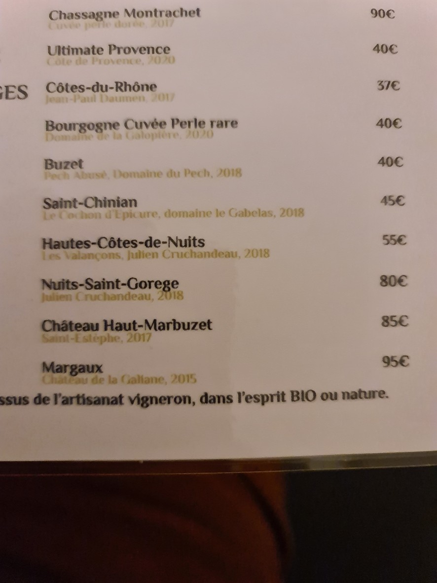 BISTROT KINZO menu 4