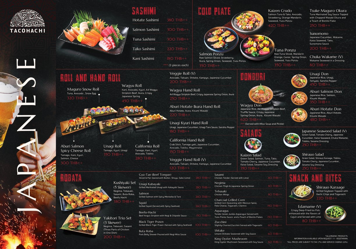 Taco Hachi @TRIBE Bangkok menu 1