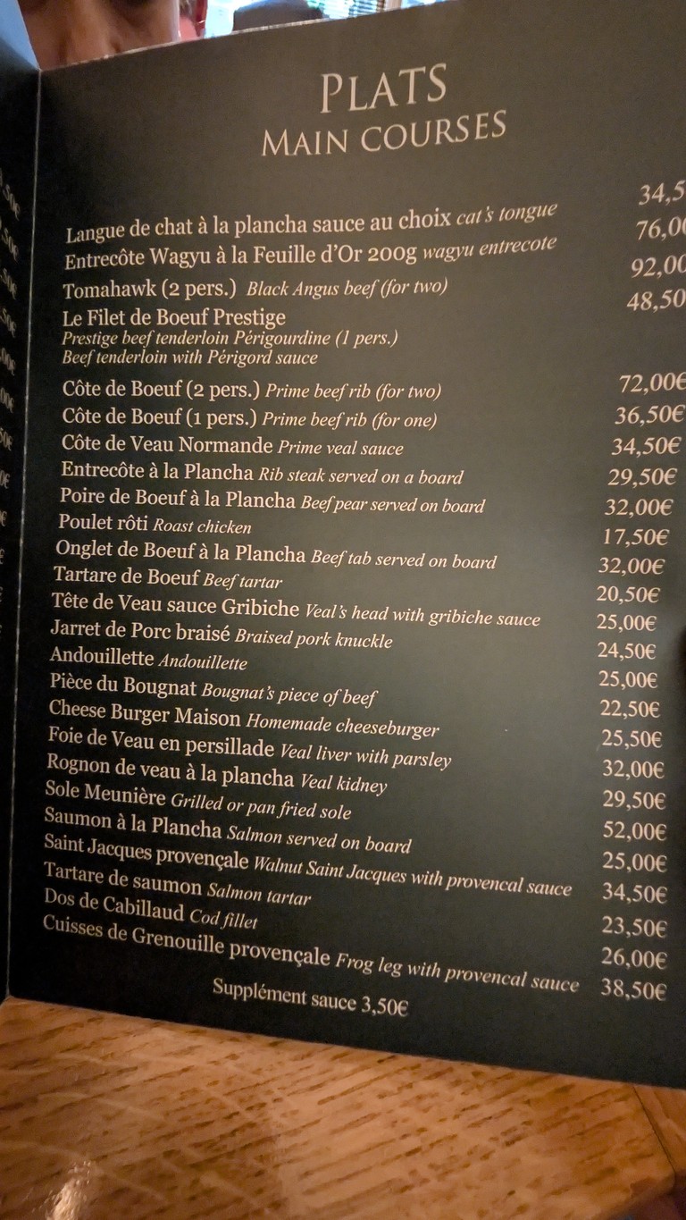 Le P'tit Bougnat menu 2