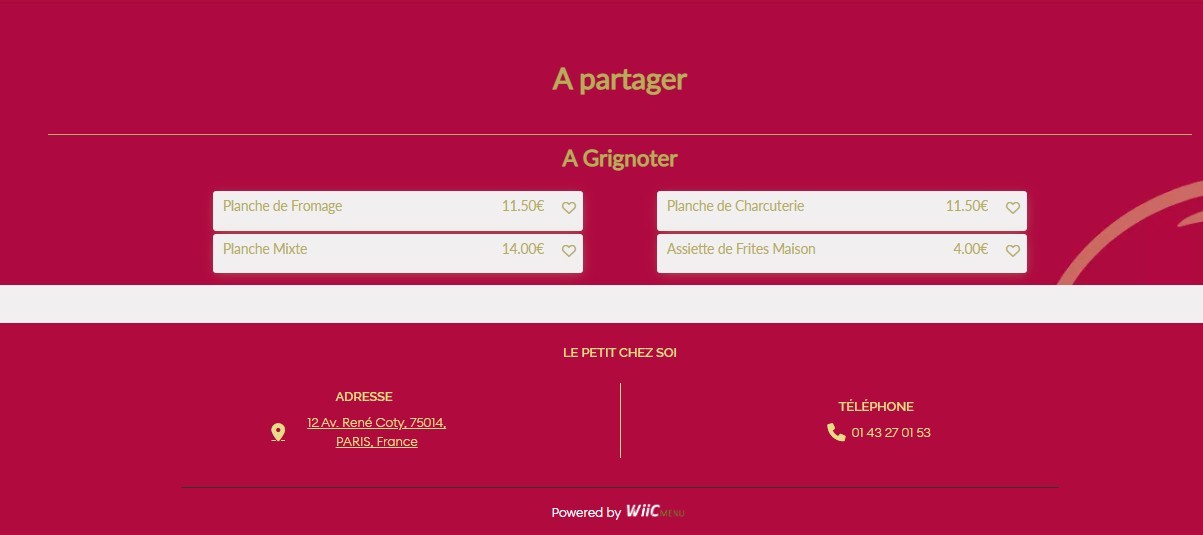 Le Petit Chez Soi menu 1