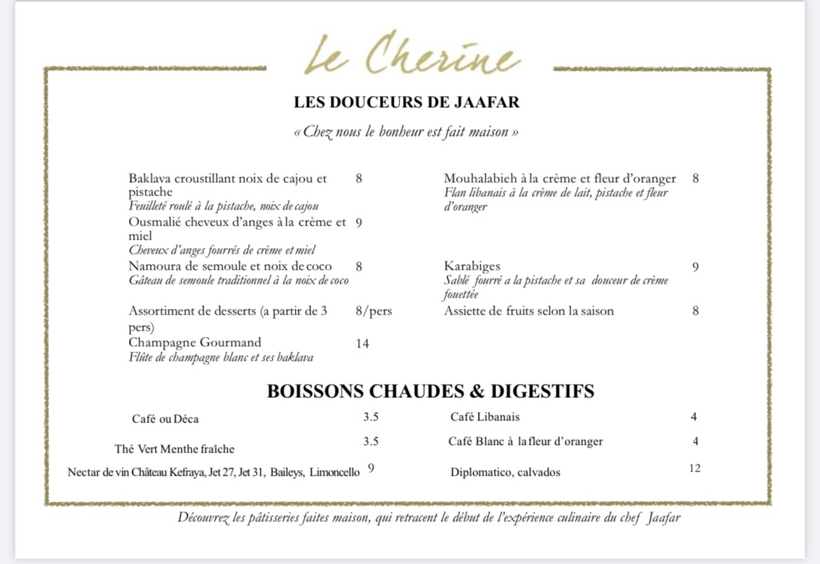 Le Cherine menu 3