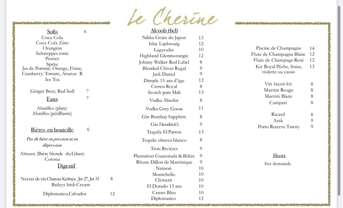 Le Cherine menu 4