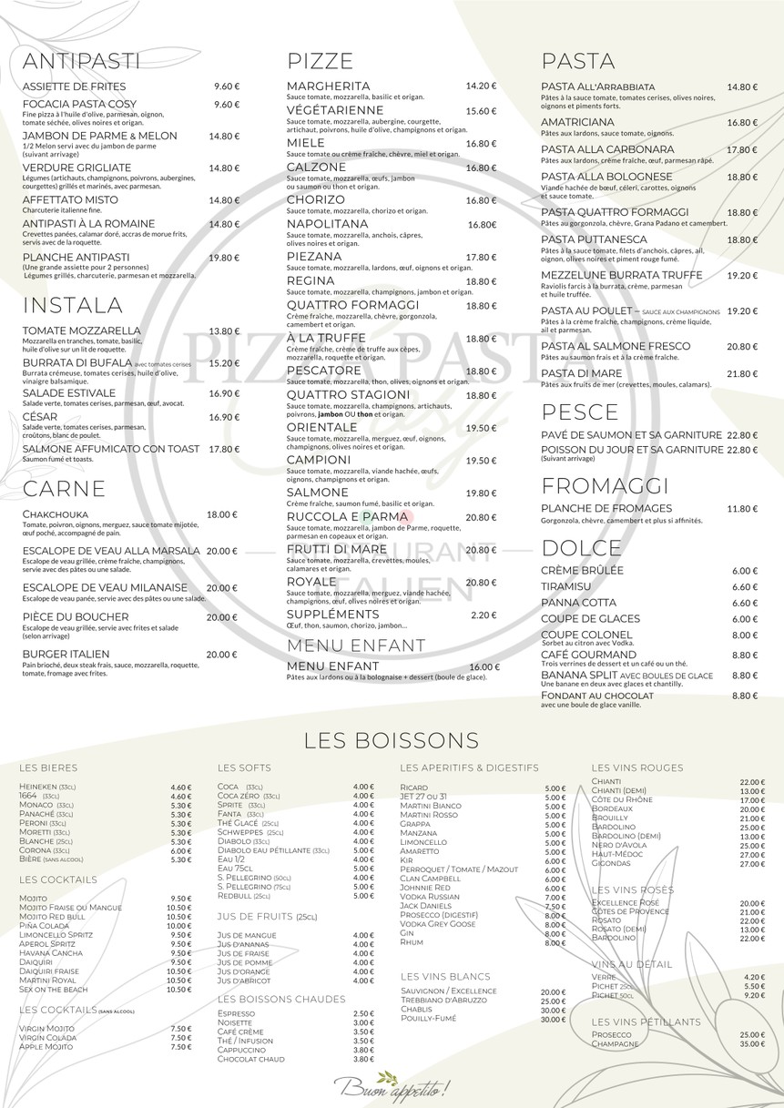 Pizza Pasta Cosy menu 1