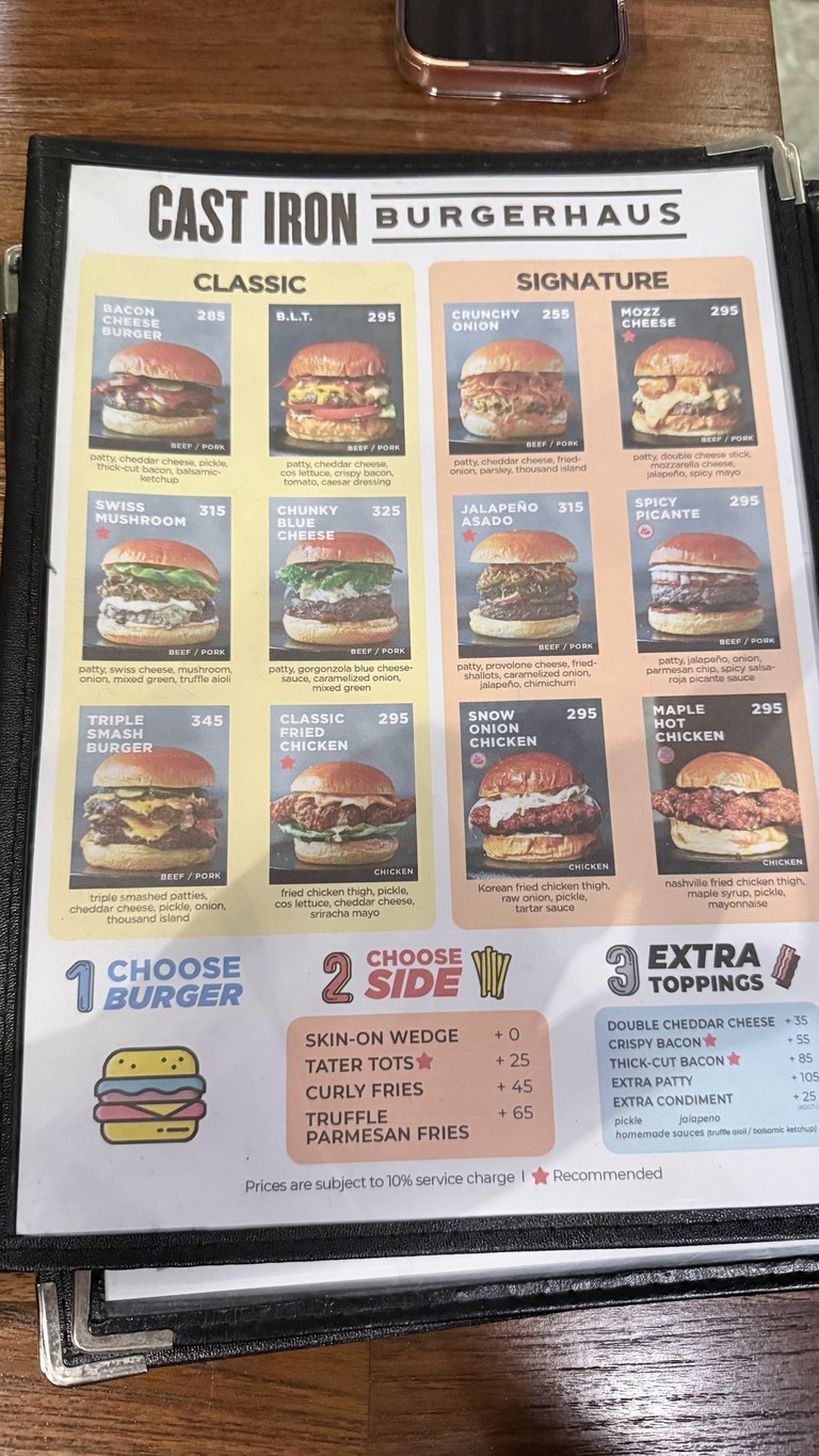 Cast Iron : Burger & Beer menu 1