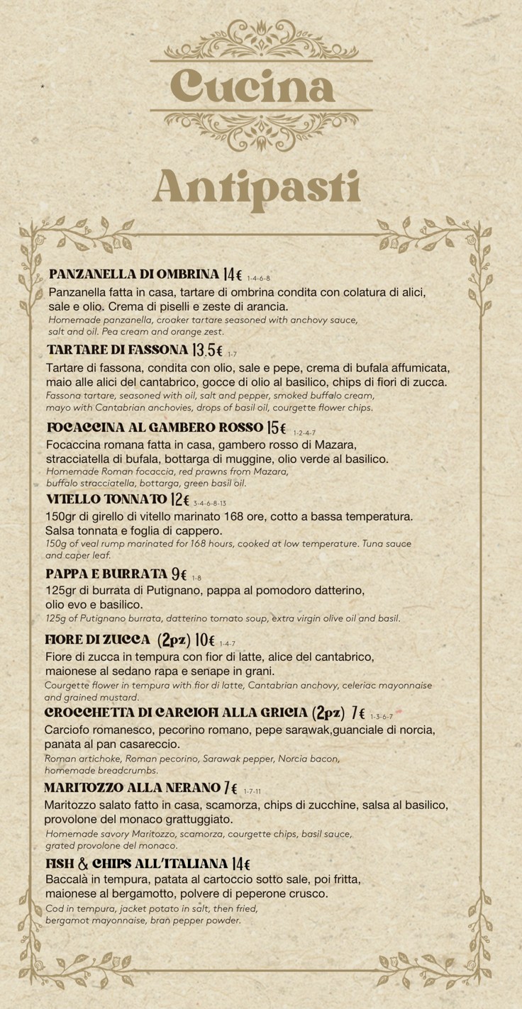 Dolce menu 1