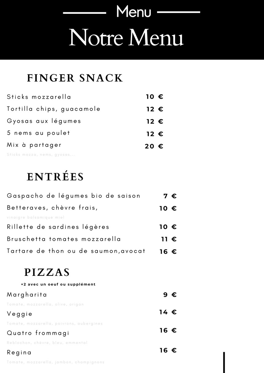 Bel-Ami menu 1