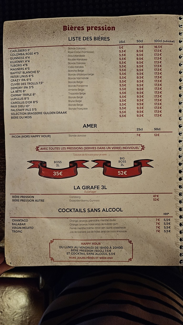 Le Falstaff menu 4