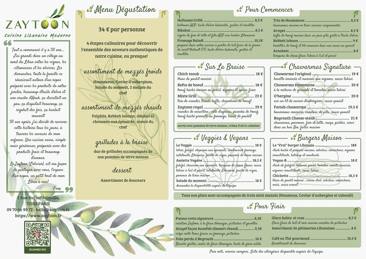 Zaytoon - Cuisine Libanaise menu 1