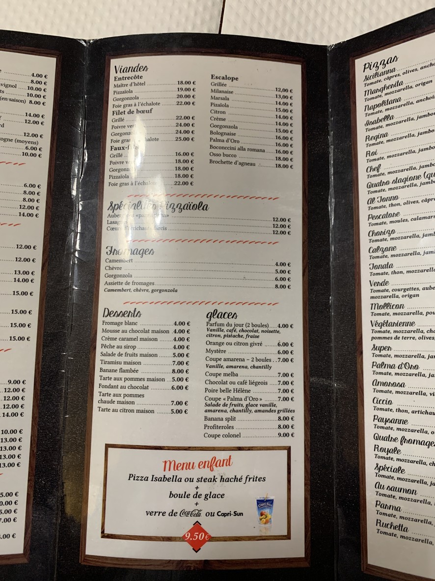 Pizzería Palma D'Oro menu 2
