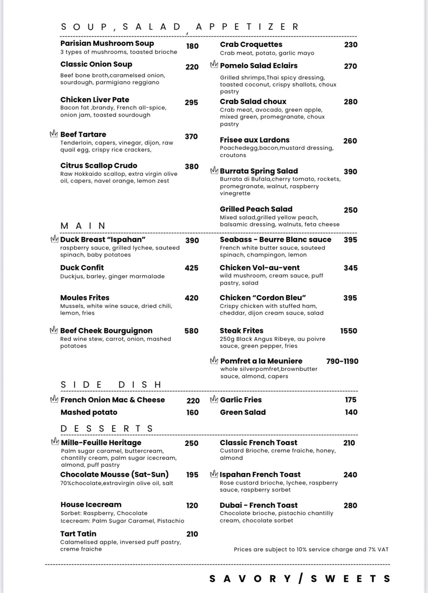 La Galette menu 2