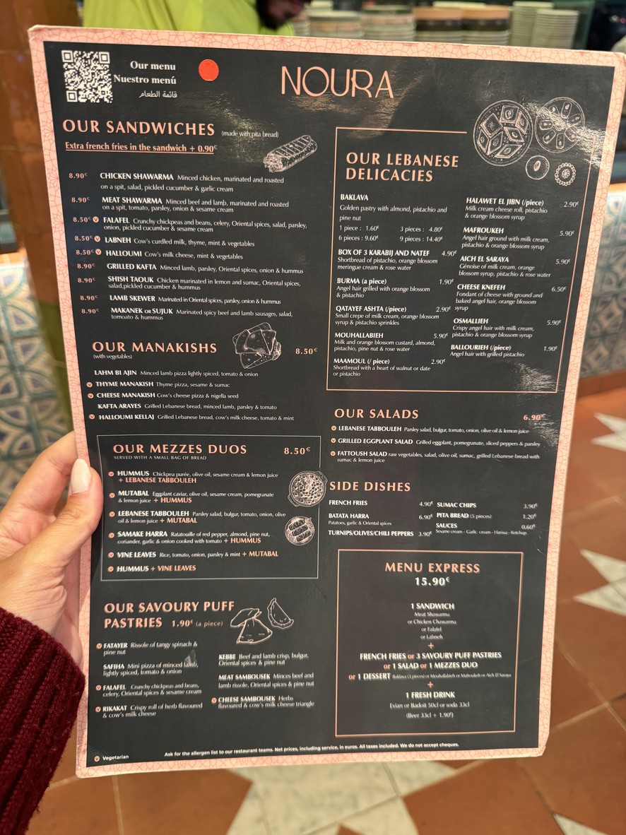 Noura Traiteur menu 1