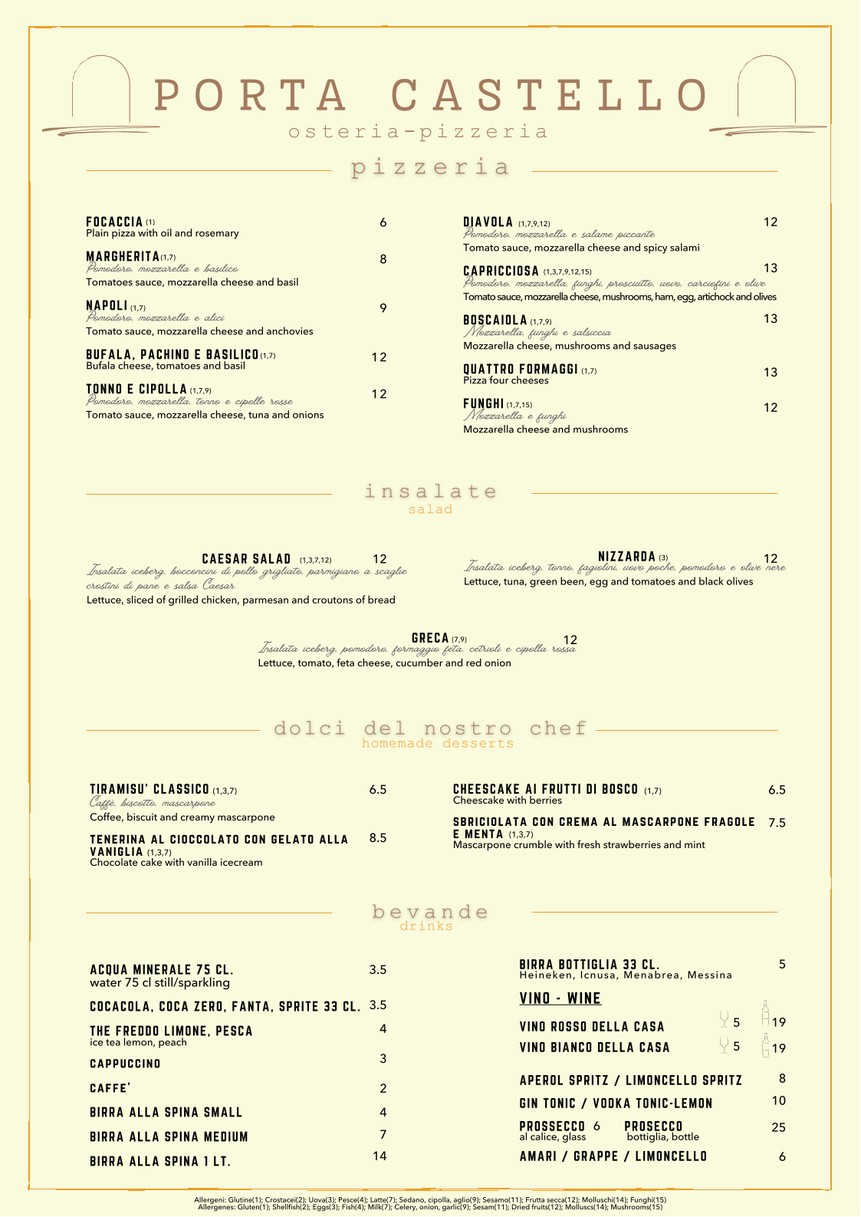 Osteria Porta Castello menu 2