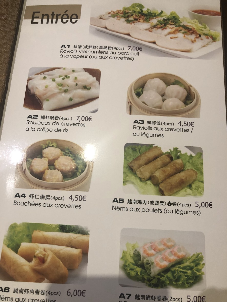 Asie Douceur menu 1