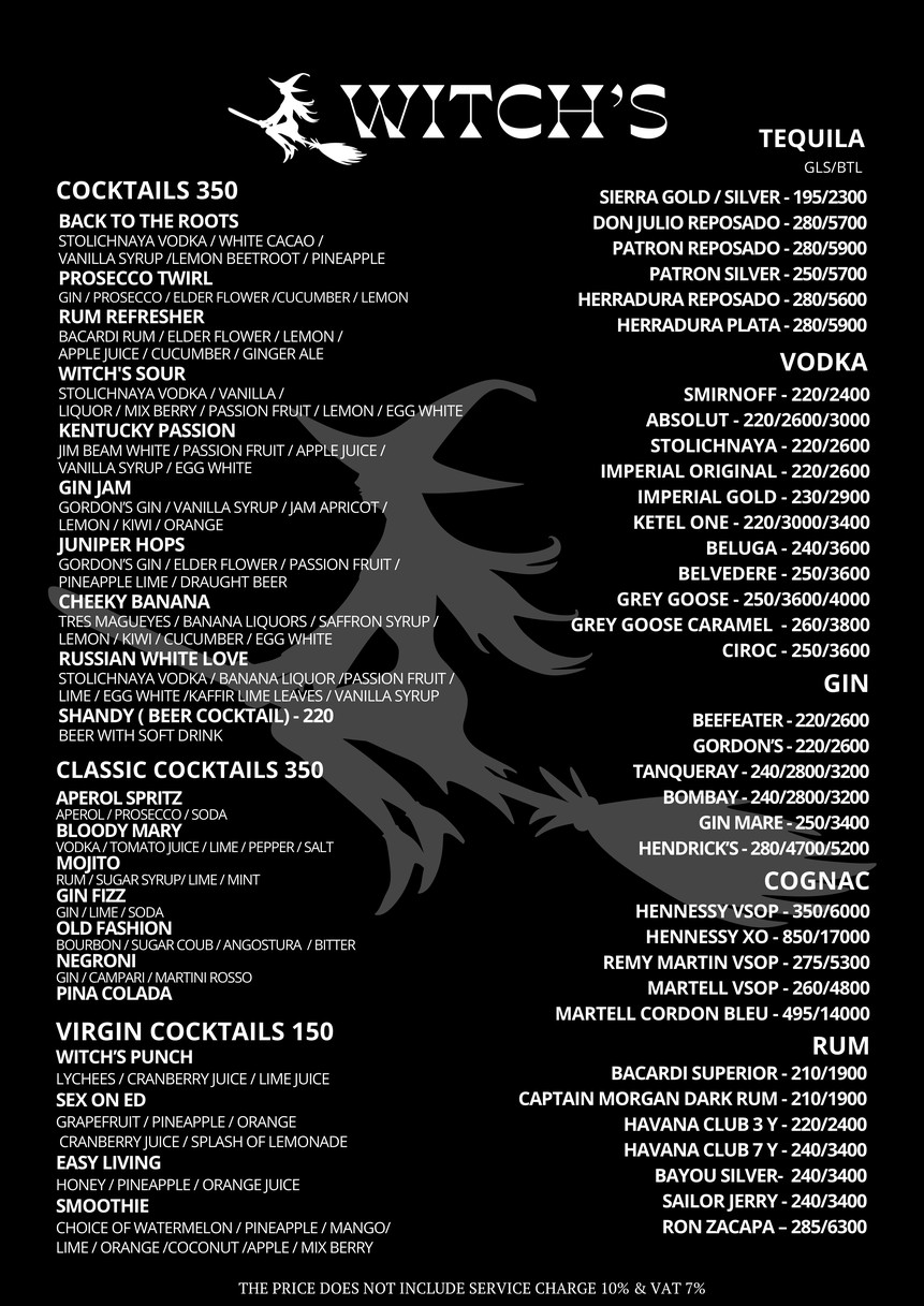 Witch’s Tavern menu 4