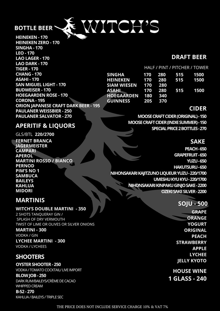 Witch’s Tavern menu 5