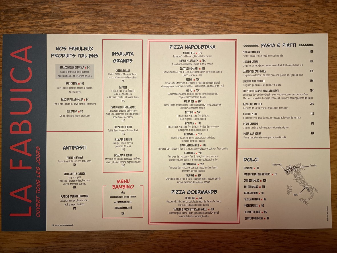 La Fabuica menu 1
