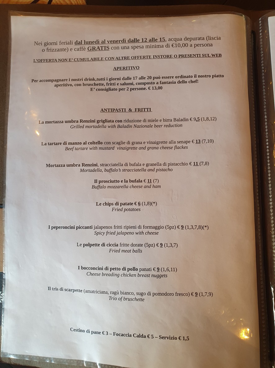 Taverna Tintoretto menu 1