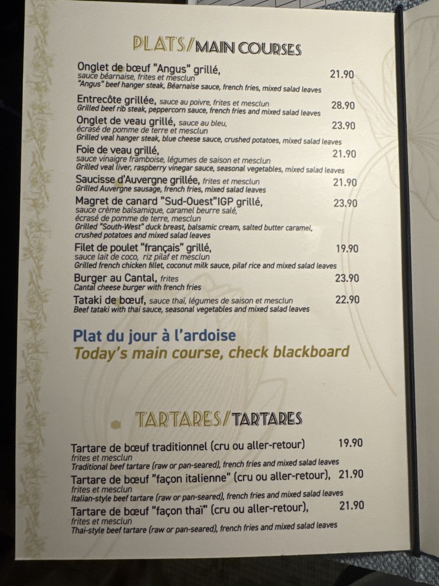 Les Demoiselles Restaurant Paris 17eme menu 3