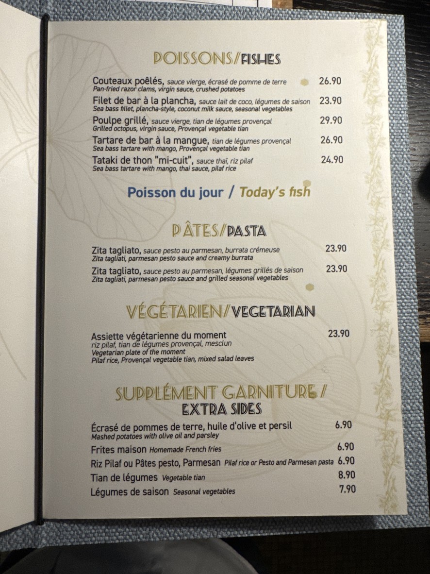 Les Demoiselles Restaurant Paris 17eme menu 4