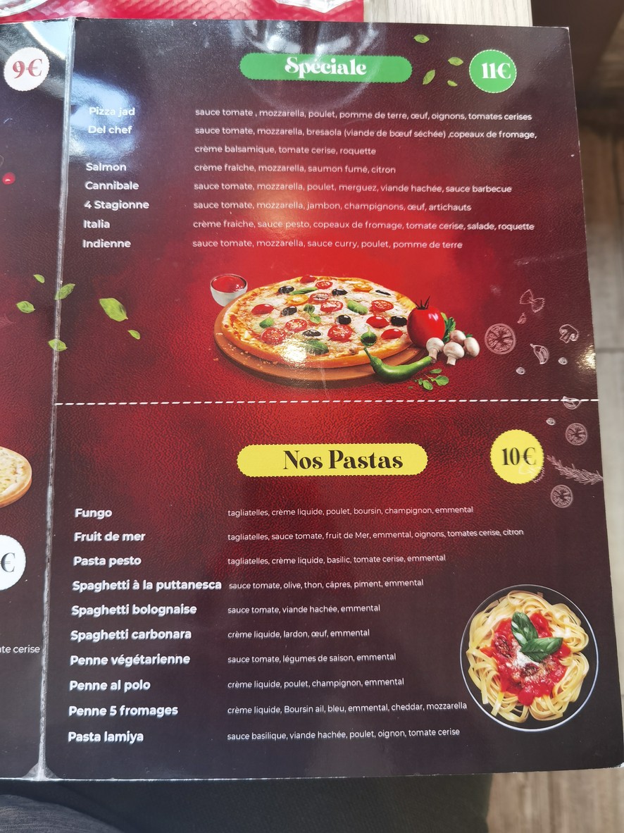 Pasta pizza menu 3