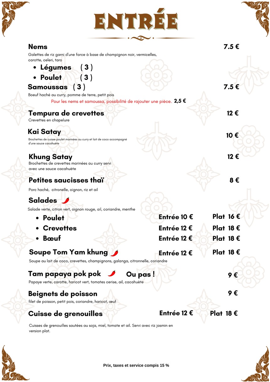 Sabai Sabai M.Alfort menu 1