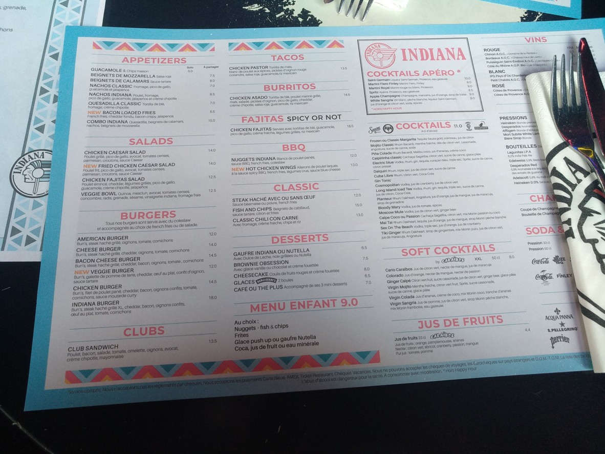 Indiana Café menu 1
