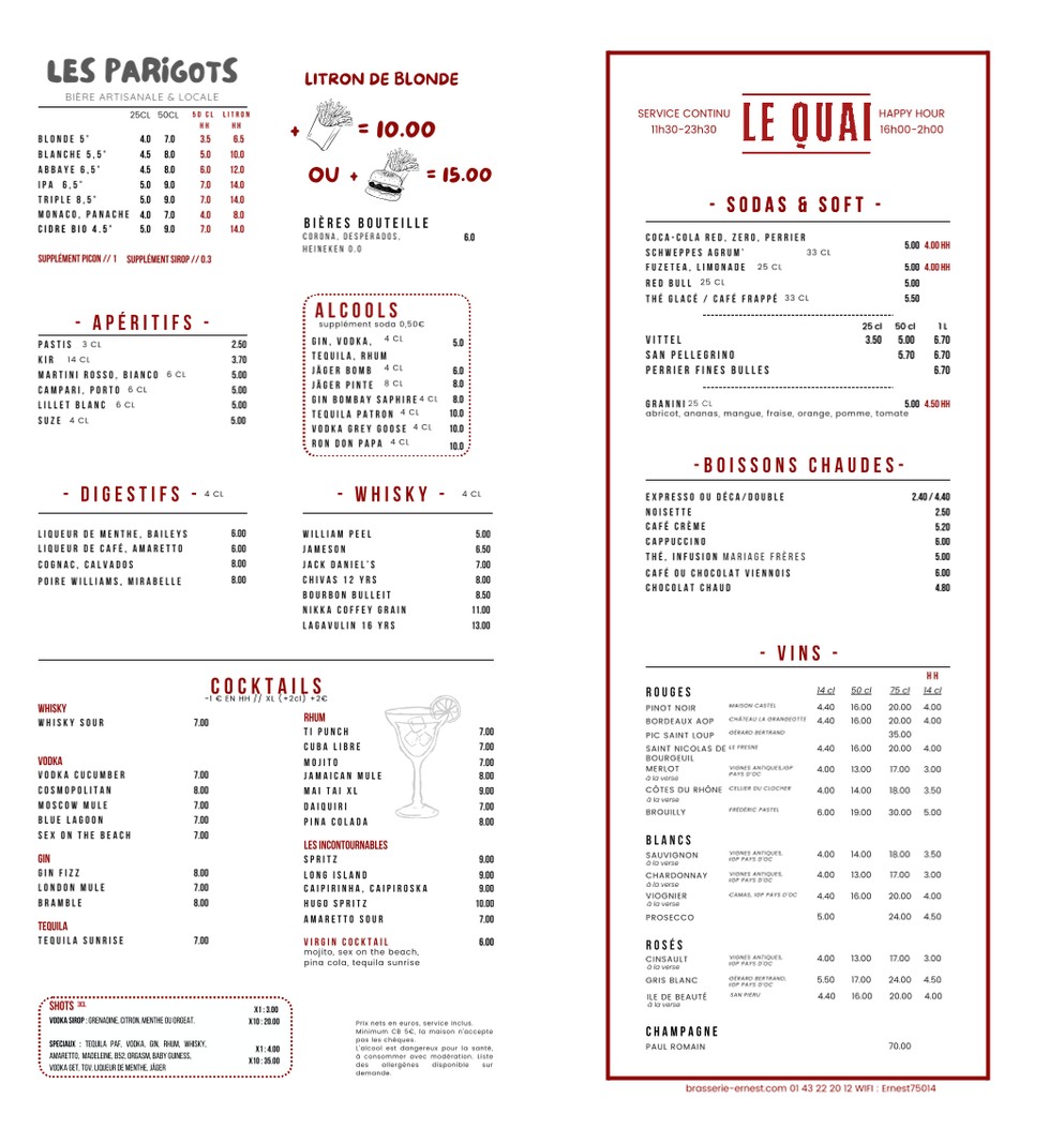 Le Quai menu 1