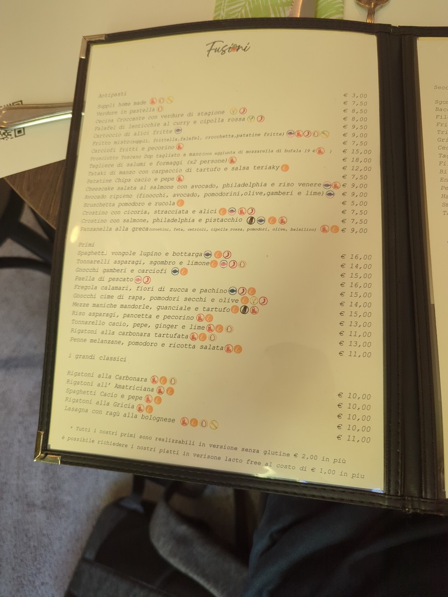 Fusioni - Ristorante Pizzeria menu 1