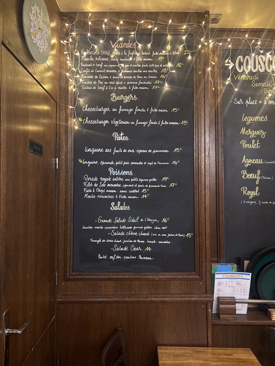 L'Horizon menu 1