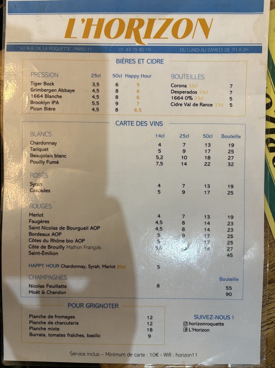 L'Horizon menu 4