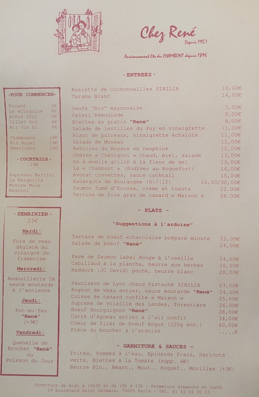 Chez René menu 2