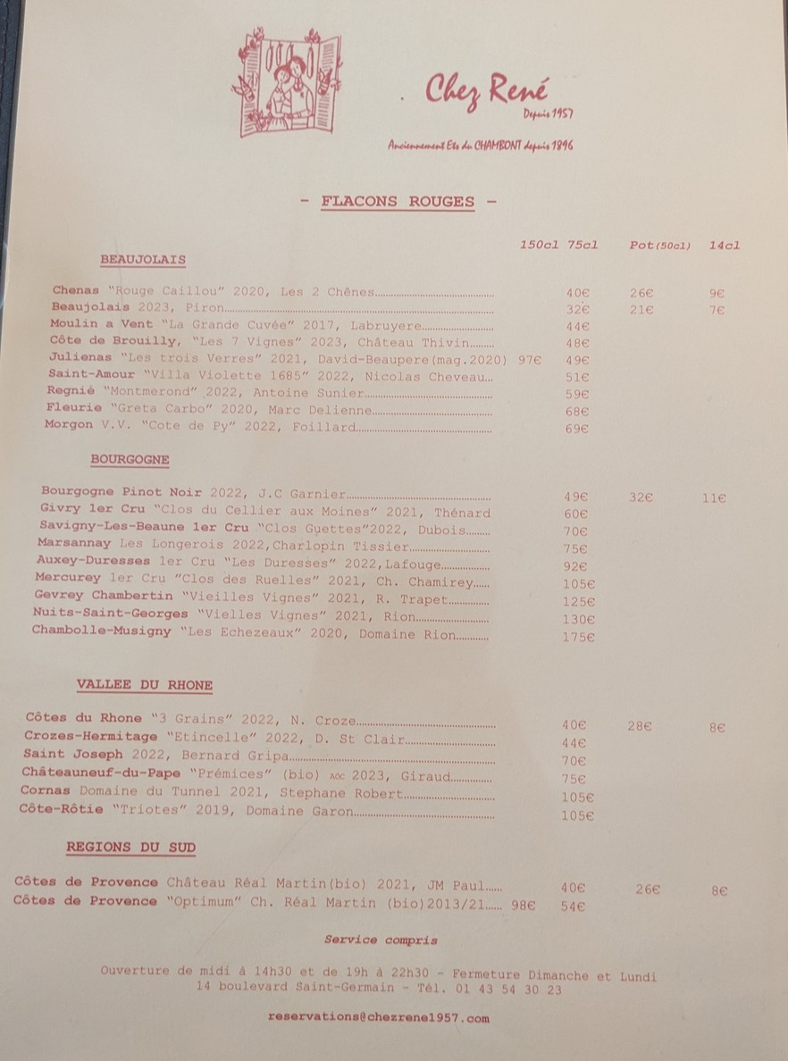 Chez René menu 4