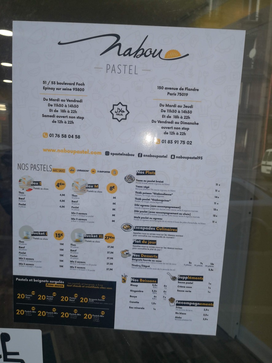 Nabou Pastel Epinay sur Seine menu 1